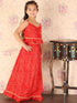 Girl's Maroon Bandhani Top And Long Skirt Set