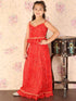 Girl's Maroon Bandhani Top And Long Skirt Set