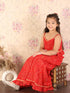 Girl's Maroon Bandhani Top And Long Skirt Set
