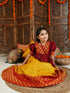 Girl's' Mustard And Maroon Lehenga Set