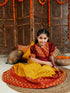 Girl's' Mustard And Maroon Lehenga Set