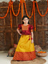 Girl's' Mustard And Maroon Lehenga Set