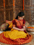 Girl's' Mustard And Maroon Lehenga Set