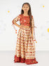 Girl's' Red And Cream Patola Print Lehenga Set