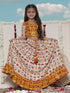 Girl's' Yellow And Cream Patola Print Lehenga Set