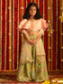 Girl's' Pink And Mint Green Georgette Lehenga Set