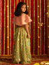 Girl's' Pink And Mint Green Georgette Lehenga Set