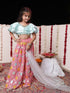 Girl's' Aqua And Pink Georgette Lehenga Set