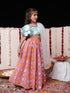 Girl's' Aqua And Pink Georgette Lehenga Set