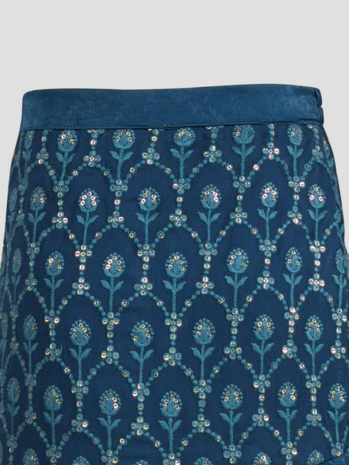 Vastramay Girls Turquoise Georgette Lehenga Set