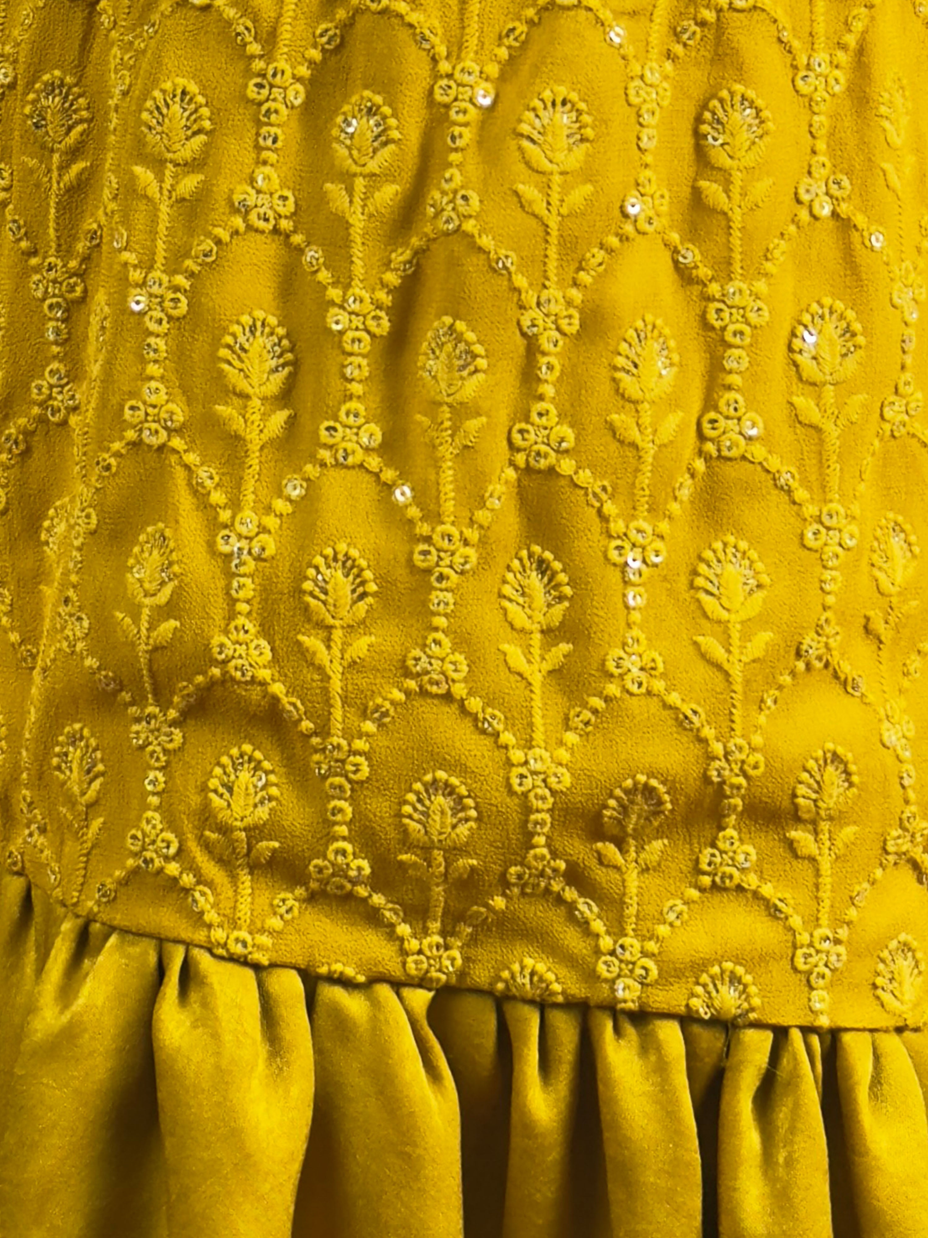 Vastramay Girls Yellow Georgette Lehenga Set