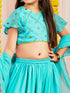 Girl's' Aqua Mirror Georgette Lehenga Set