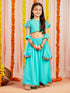 Girl's' Aqua Mirror Georgette Lehenga Set
