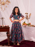 Girl's' Green Printed Organza Lehenga Set