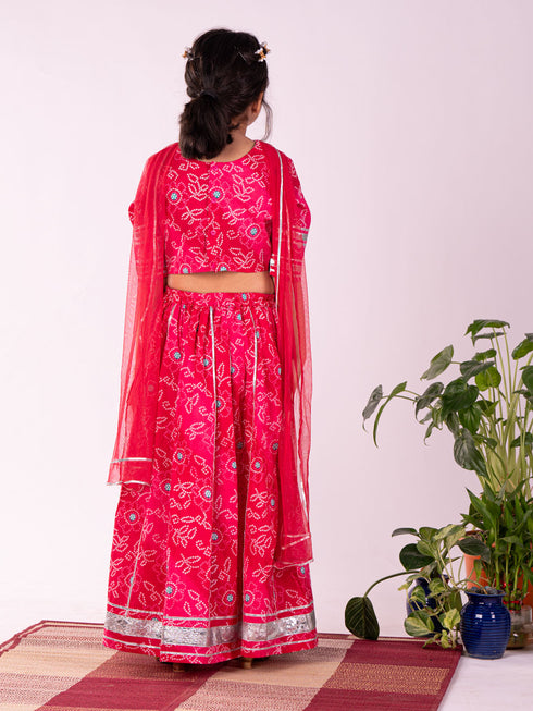 Girl's' Pink Lehenga Set