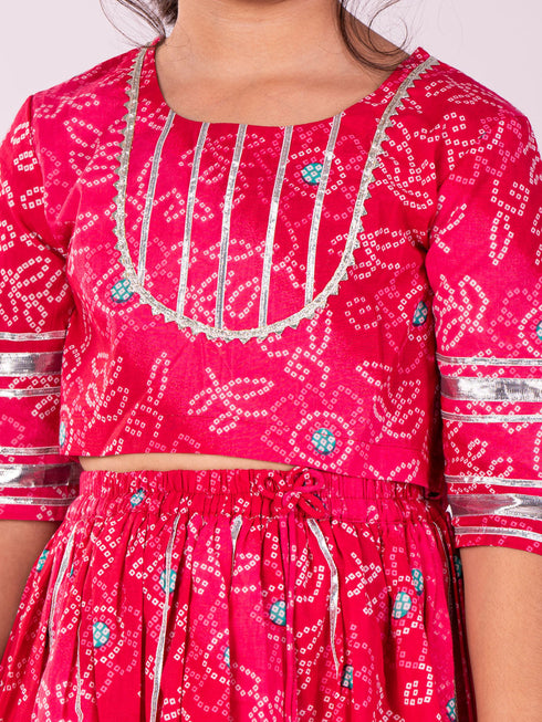 Girl's' Pink Lehenga Set
