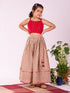 Girl's' Mint Green And Red Lehenga Set