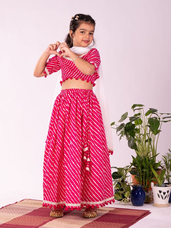 Girl's' Pink Lehenga Set