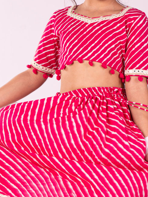 Girl's' Pink Lehenga Set