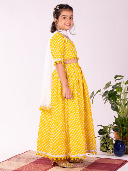 Girl's' Yellow Lehenga Set