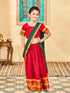 Girl's' Maroon And Green Lehenga Set