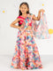Girl's' Pink And Multicolour Lehenga Set