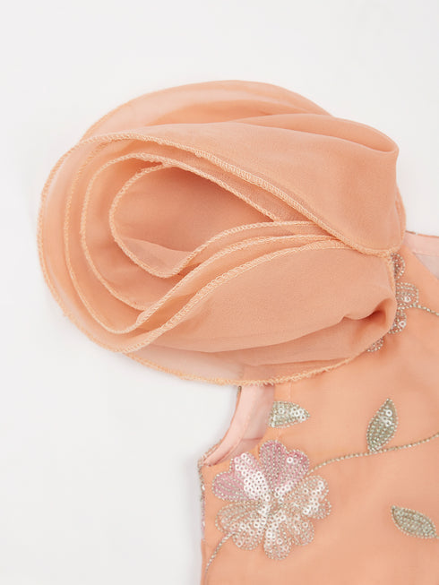 Girl's' Peach Lehenga Set