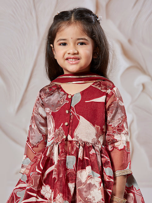 Girl's' Maroon Girl's Lehenga Choli