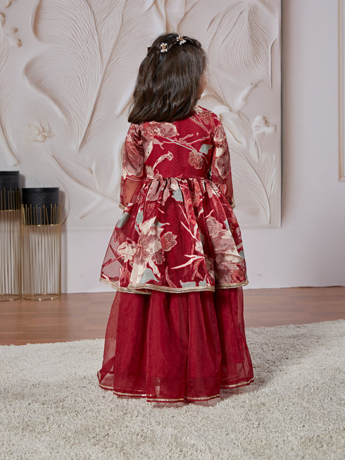 Girl's' Maroon Girl's Lehenga Choli