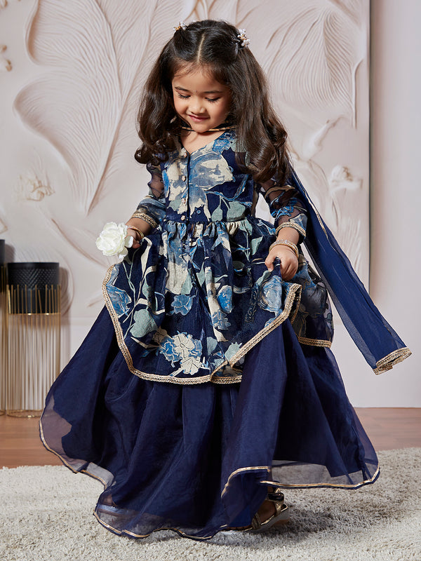 Girl's' Navy Blue Girl's Lehenga Choli