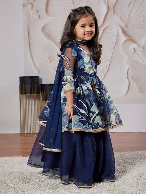 Girl's' Navy Blue Girl's Lehenga Choli