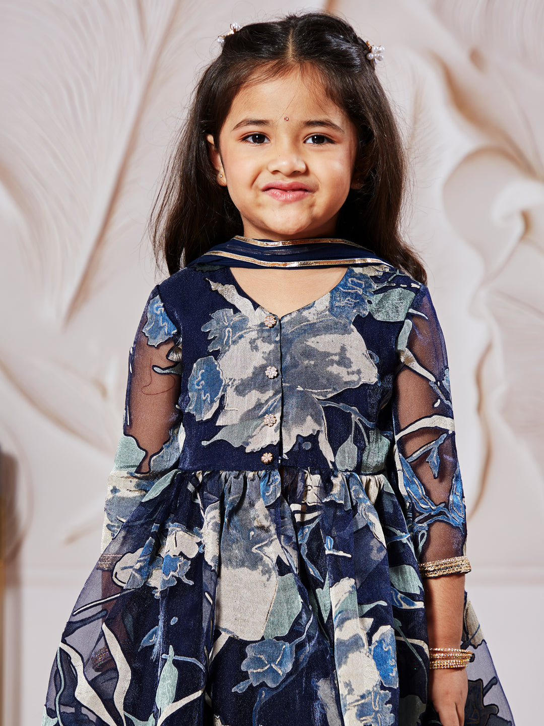 Girl's' Navy Blue Girl's Lehenga Choli