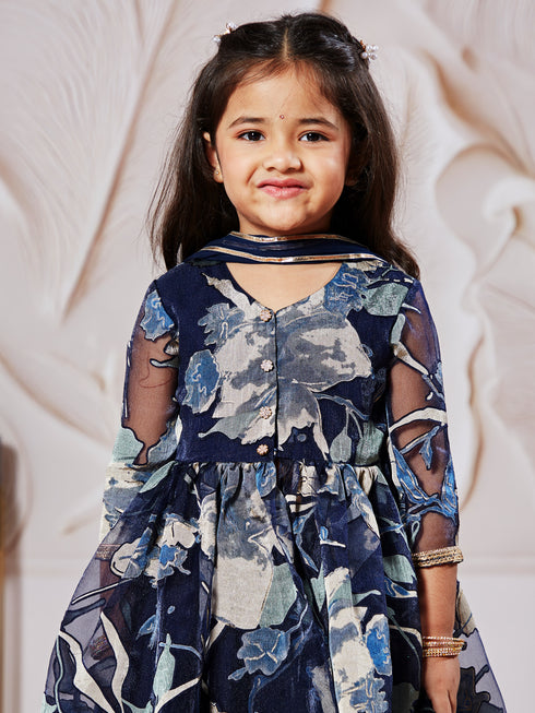 Girl's' Navy Blue Girl's Lehenga Choli