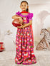Girl's Purple & Red Animal Print Lehenga Set