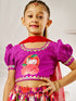 Girl's Purple & Red Animal Print Lehenga Set