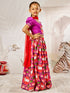 Girl's Purple & Red Animal Print Lehenga Set