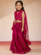 Vastramay Girls' Rani Pink Satin Lehenga Set with Embroidery