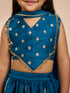 Vastramay Girls' Turquoise Satin Lehenga Set with Embroidery