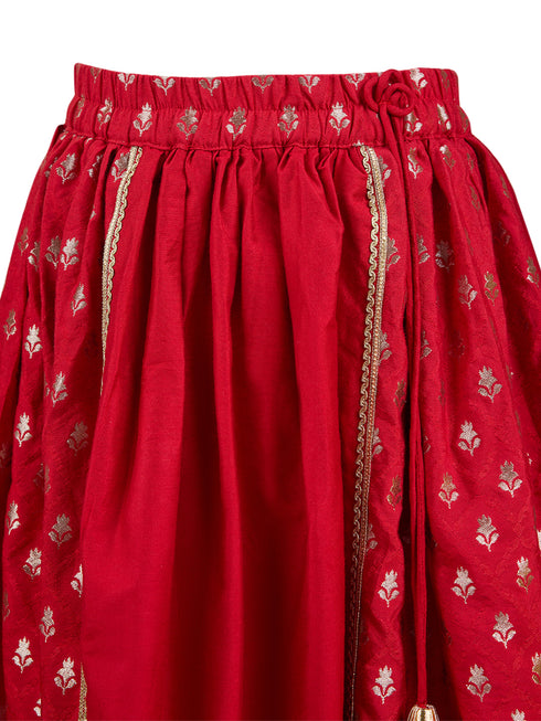 Vastramay Girls White Viscose Lehenga Set