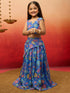 Vastramay Girls Blue Organza Lehenga Set
