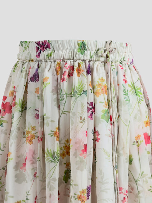 Girl's Cream Georgette Digital Print Lehenga Choli Set