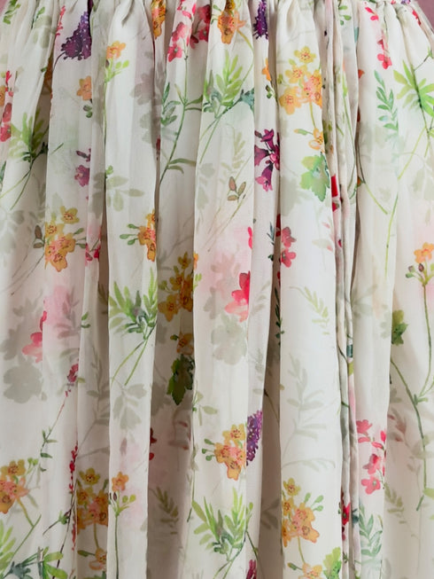 Girl's Cream Georgette Digital Print Lehenga Choli Set