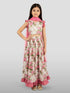 Girls Pink Dupion Silk Digital Print Lehenga Choli Set