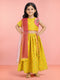 Girls Yellow Cotton Digital Animal Print Resham Embroidery Lehenga Choli with Net Dupatta Set