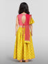 Girls Yellow Cotton Digital Animal Print Resham Embroidery Lehenga Choli with Net Dupatta Set