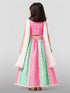 Girls' Pink Cotton Bandhani Print Lehenga Set with Aqua Lehenga & White Dupatta - Asymmetric Hem Festive Ethnic Wear