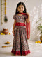 Girls Black Cotton-Blend Patola Print Lehenga Set