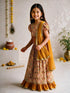 Mustard Cotton Blend Ikkat Lehenga Set for Girls