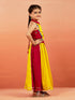 Girl's' Yellow And Red Lehenga Set
