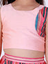 Girl's Pink Striped Skirt With Pink Crop Top